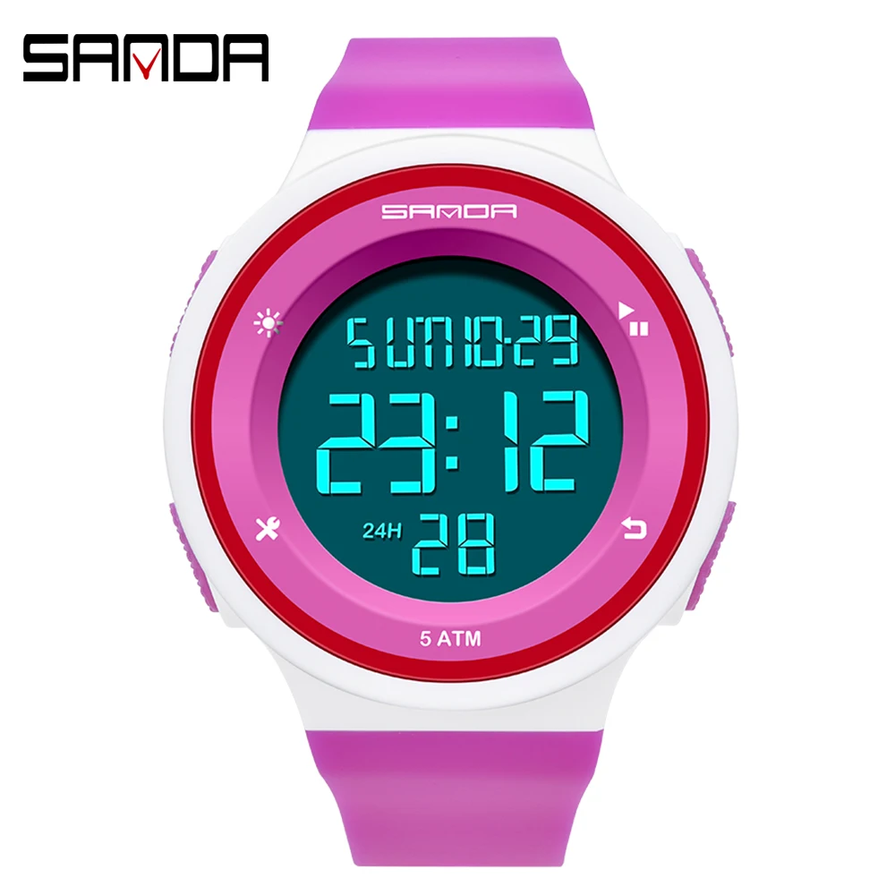 SANDA brand new matcha men's and women's fashion multifunctional electronic watch waterproof, night light, alarm, etc