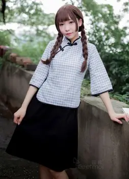 

Sexy Schoolgril Costumes Student Lingerie Underwear Role Play Erotic Women Black Plaid Cotton Linen Skirt Retro Students Uniform