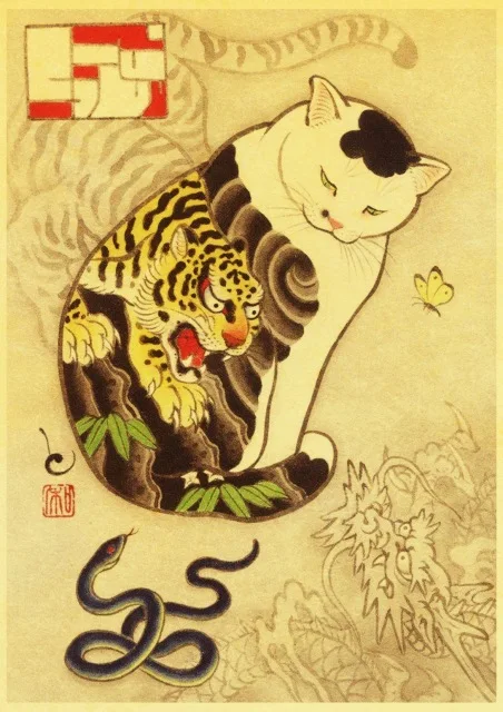 Vintage-Japanese-samurai-cat-tattoo-cat-retro-posters-kraft-wall-paper-High-Quality-Painting-For-Home.jpg_640x640 (11)