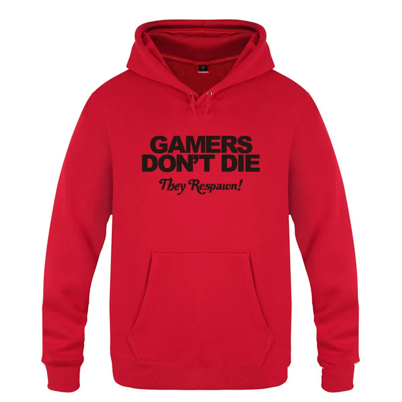 Мужские толстовки с капюшоном Gamers Don't Die They Respawn, мужская толстовка с капюшоном, забавный флисовый мужской свитер с длинным рукавом, пуловер Moleton Masculino