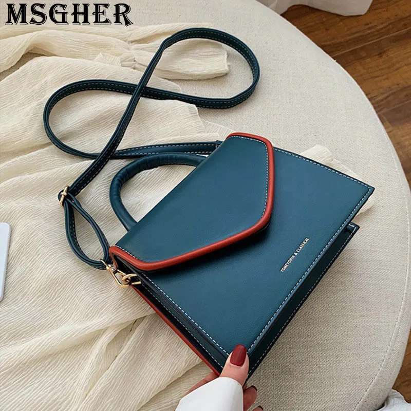 

MSGHER Panelled Solid Women Shoulder Bag Letters Satchels Autumn New Style 2019 Joker Texture Temperament Lady Bag WB3018