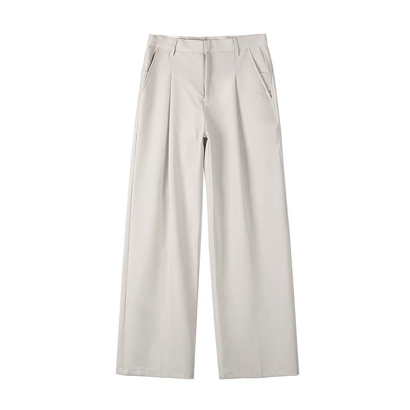 IEFB Autumn New Wide-leg Mop Pants For Men Korean Streetwear Fashion Loose Straight High Rise Pants Casual Trousers 9Y3527 casual pants