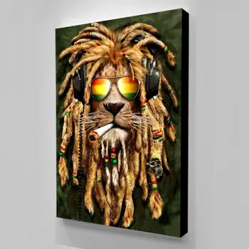 

Wall Art Canvas Painting Hip Hop Lion Canvas Prints Pictures For Wall Poster Decorative Tableau Mural Animal Print Painting