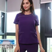 Женская медицинская Униформа доктор Весна/Лето с коротким рукавом наборы скрабов хирургическая медсестры униформа салон красоты Рабочая одежда