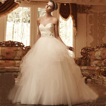 

Vestidos De Novia 2019 New Arrival Strapless Court Train Bridal Ball Gown Custom Made Backless Robe De Mariée Wedding Dress