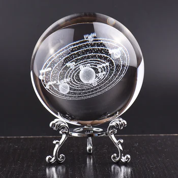 

Crystal Ball Laser Engraved 3D Solar System Planets 6/8cm Glass Ball Miniature Model Home Decor Astronomy Gift Ornament