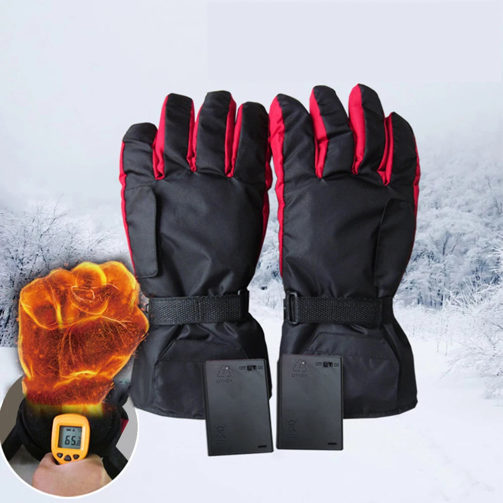 

Carbon Fiber Heating Gloves Battery Box Electric Ski Motorcycle Heated Gloves Winter Hand Warm Gloves