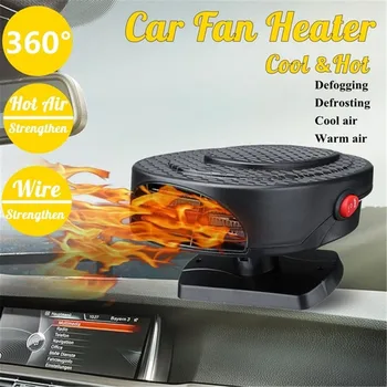 

12/24V Car Heater Cooling Fan Office Home Warmer Fan Car Truck Auto Heater Hot Cool Fan Windshield Demister Defroster Air Warmer