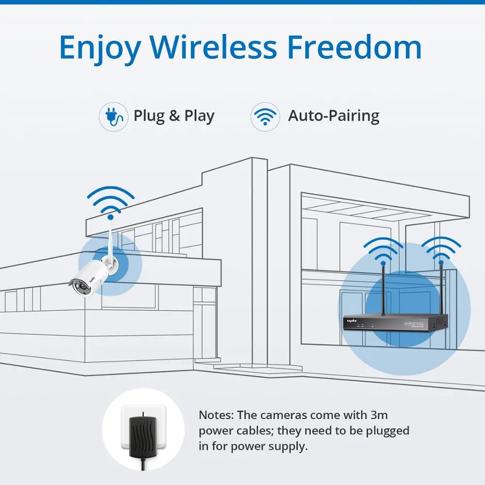 Беспроводная система видеонаблюдения SANNCE 8 каналов 1080P IP камера Wi Fi
