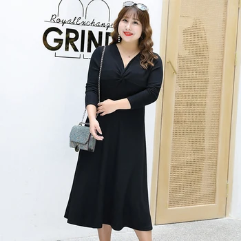 

Women's Spring Long Knitted French Eustoma Dress Plus Size Casual Dress 100Kg can wear