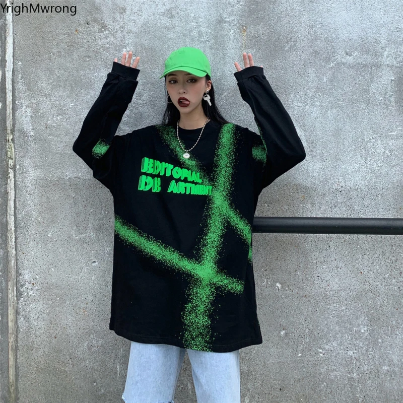 Графическая футболка в стиле панк, хип-хоп, с принтом «Tie Dye Block», свободная футболка, пуловер для женщин и мужчин, Корейская уличная Футболка Harajuku