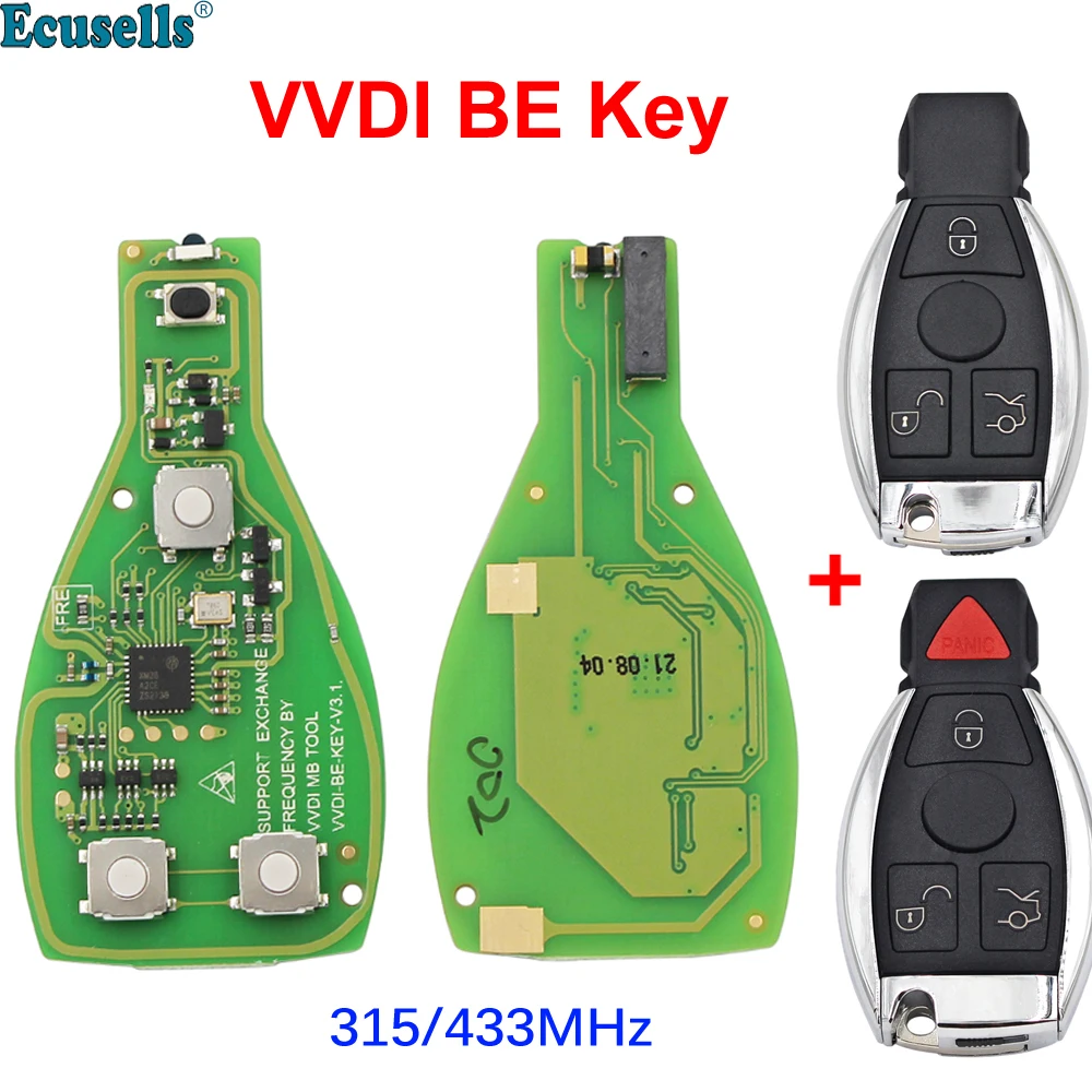 XHORSE VVDI BE Key Pro for Mercedes Benz V3.1 PCB Remote Chip Improved Version Smart Key 315/433MHz Can Exchange MB BGA Token