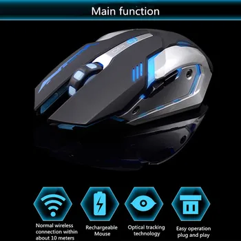 

Hot Promotion Rechargeable Silent Wireless Mouse 2400DPI PC USB Optical Ergonomic Gaming Game Mouse Pro Gamer Computer Mice