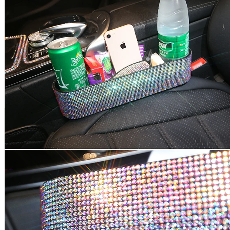 Car Organizer Auto Seat Gap Storage Box Case Rhinestones Bling  Automobile Interior Multifunctional Holder Organiser Neat Space