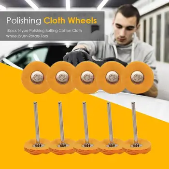 

10pcs T-type Polishing Cloth Cotton Pad Round Wheel Brush Rotary Buffing Tools for Electric Grinder Cleaning and Polishing