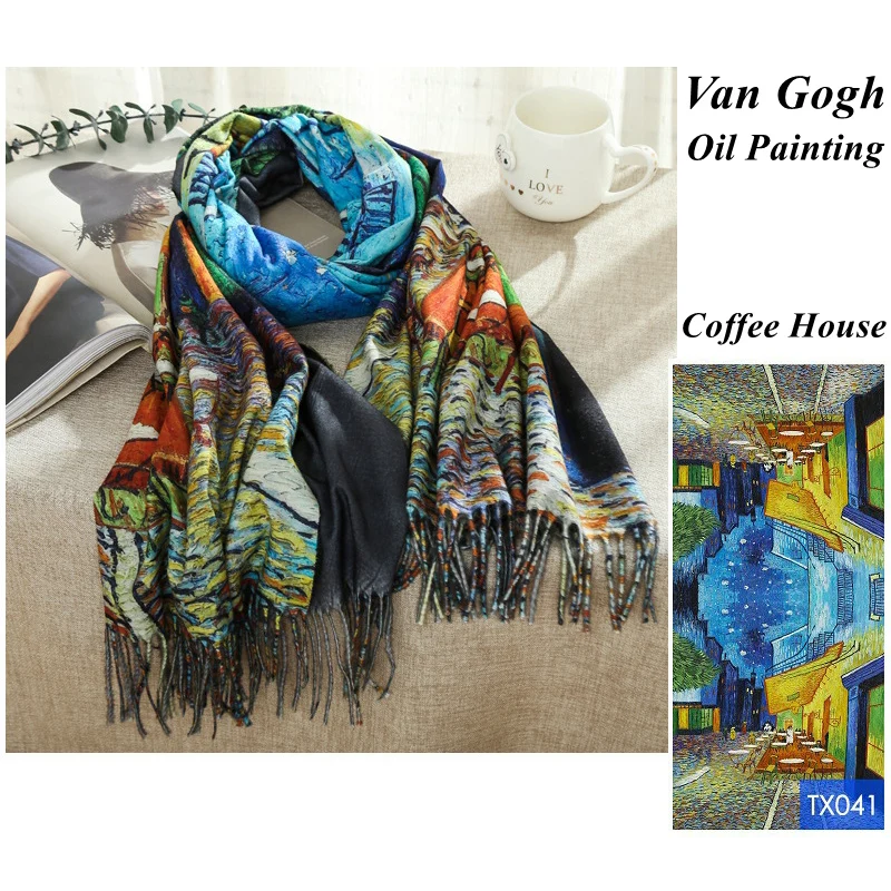 Designer France iris stampa sciarpa in Cashmere donna Van Gogh