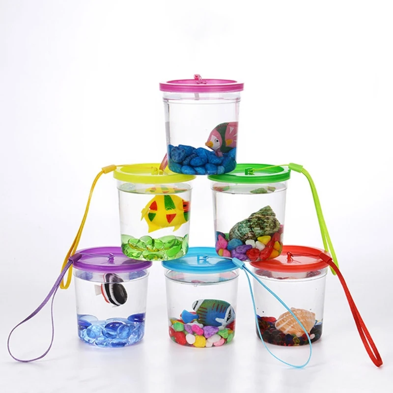 Portable Fish Tank Plastic Mini Aquarium Transparent Fish Keeper Fishbowl for Turtle Betta Jellyfish Starter Kit