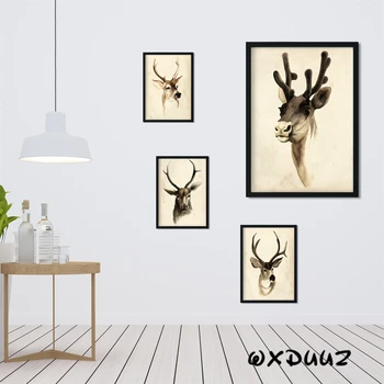 

Family wall decoration art retro style animal decoration painting elk european style art hight quality canvas painting o965