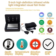 15 м рыболокатор подводная камера для подледной рыбалки 5 дюймов ЖК-монитор камера с ночным видением температура направление глубина дисплей Fu