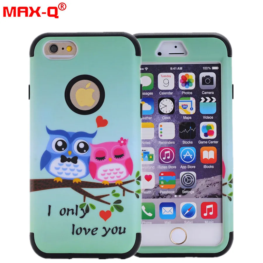 

For Apple iPhone 6 6S 4.7" Case owl flowers elephant Phone pattern Cases Rubber Silicone + PC Hybrid Case Covers Fundas