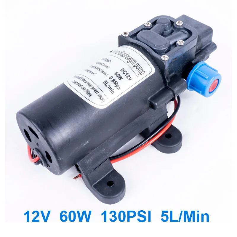 Очень прочный DC 12V 130PSI 5L/Min водяной мембранный самовсасывающий насос высокого давления 80W - Напряжение: Return valve type