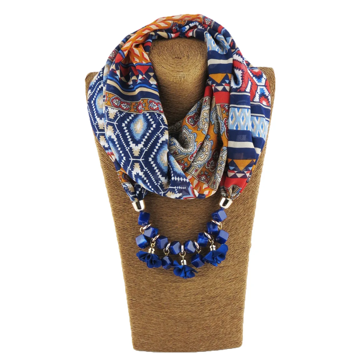 Женский шифоновый шарф с принтом куб смола ткань колье с подвеской в форме цветка шарф стиль горячие товары