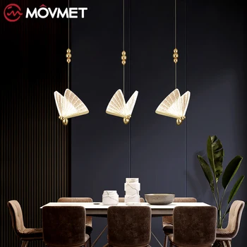 

Nordic Butterfly Pendant Light Bedroom Bedside Lamps Creative Gold Hanging Lamp For Bar Coffee Shop Restaurant Bedroom Fixtures