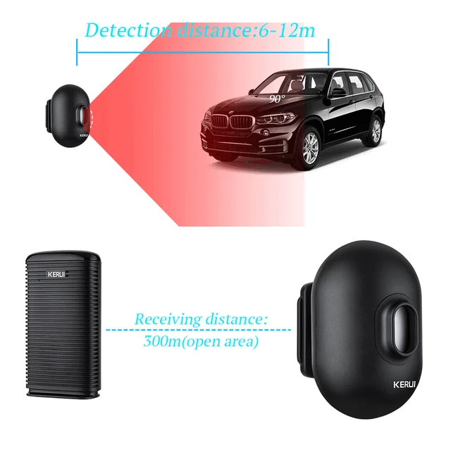 KERUI DW9 Wireless Driveway Security Alarm Waterproof PIR Motion Detector Garage Welcome Burglar Alarm Secure System Patrol 6