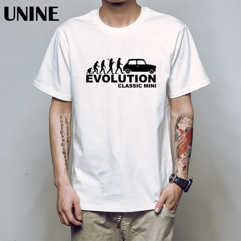Остин Mini Cooper Evolution Футболка Мужская S Классическая гоночная ралли Evo Evolution 3D печатная футболка из хлопка - Цвет: white black