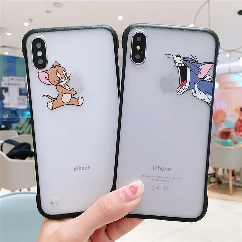 

Funny Cartoon Tom Jerry Case for iPhone X XR Xs Max 8 7 6 6s Plus Ultra Thin Hard PC Phone Cover for iPhone 7 Case Cat Coque