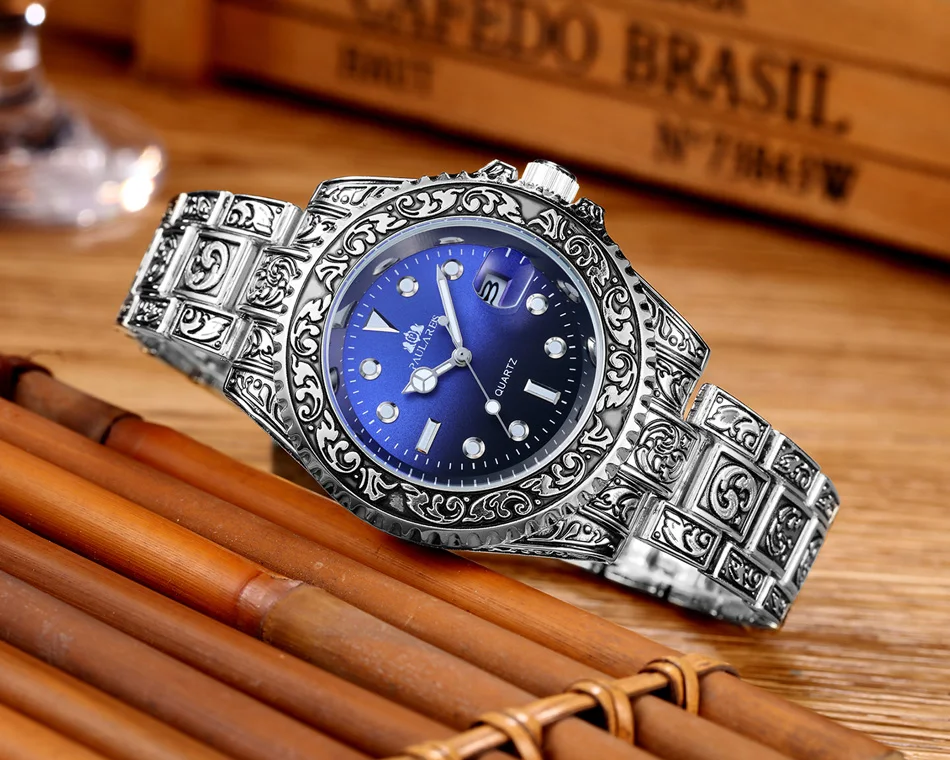 Quarzo classico da uomo, antico, vintage, luminoso, in oro rosa, oro giallo, argento, 2 toni, rosso verde, blu sfumato_voghion.com