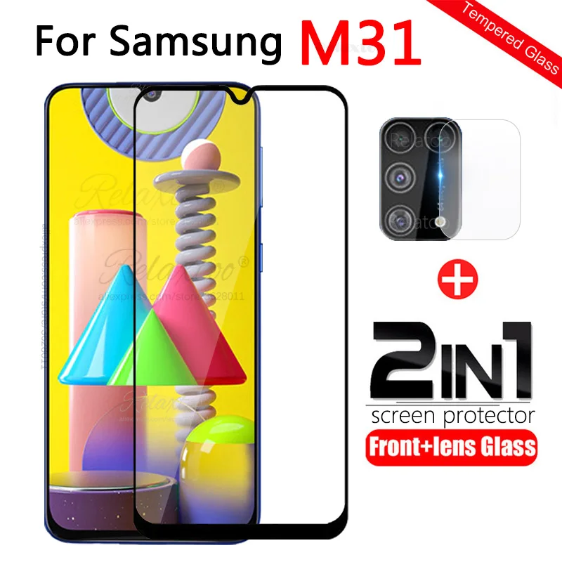 

2 in 1 Tempered Glass for samsung galaxy M31 M30s M315F M307F Protective Camera Lens Film on m 31 30s 30 s Screen Protector 9h