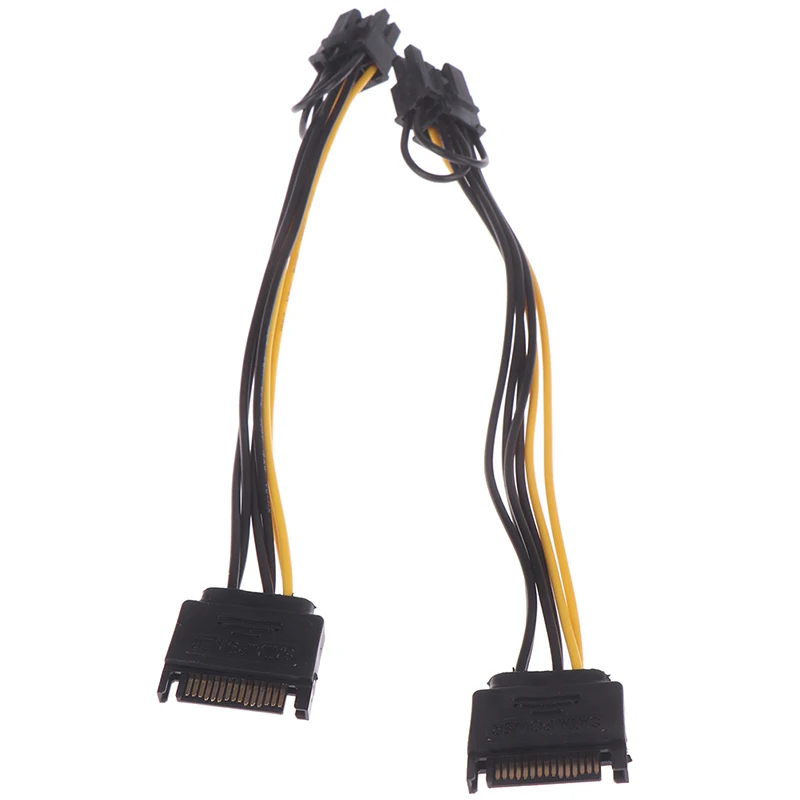 1pc 15pin sata macho para 8pin(6 + 2) pci-e cabo de fonte de alimentação 20cm sata cabo de 15 pinos para 8 pinos fio de cabo para cartão gráfico