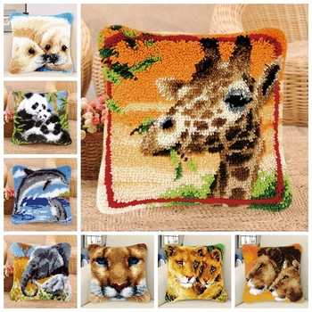 

Knooppakket Klink Animal Smyrna Haak Kleed Bloemen Cross Stitch Pillows Borduurpakket Kussen Latch Hook Pillow 3D Do It Yourself