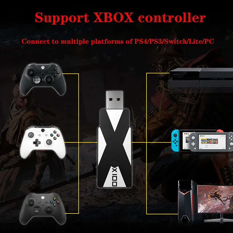 Adattatore Ricevitore Per Xbox One S/Elite 2/Series X/S Controller Wireless Xsx Adattato Per Switch Lite Console Pc Ps4