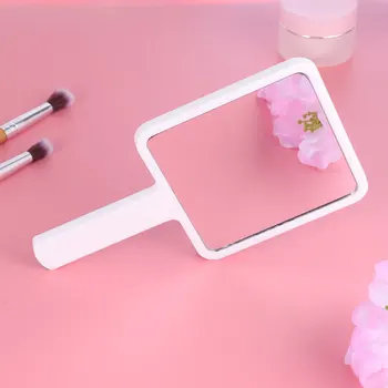 

Handle Makeup Mirror Simple Practical Durable Small Makeup Mirror for Woman (White 90x160mm)