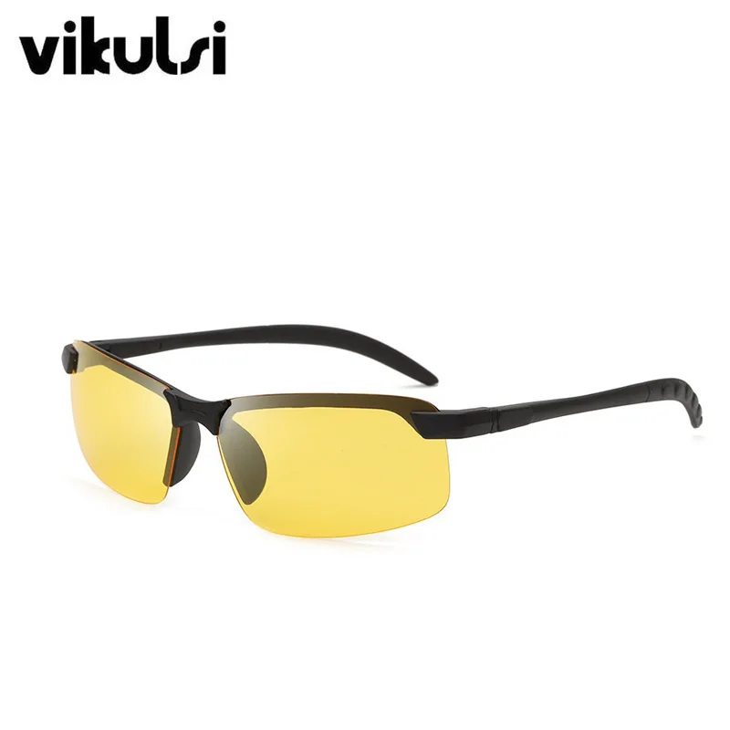 Ультралегкие Модные поляризованные фотохромные солнцезащитные очки для вождения, мужские прямоугольные очки-хамелеоны, солнцезащитные очки для дня и ночного видения - Цвет линз: black Night Vision