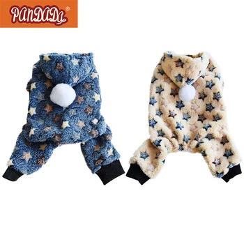 

Pet Hooded Winter Warm Thickened Clothes Coral Velvet Stars Costume For Small Medium Dogs Puppy Coat S-XXL