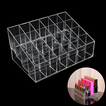 

Lipstick Storage Box 24 Grid New Acrylic Transparent Makeup Organizer Cosmetic Display Stand Lipstick Holder