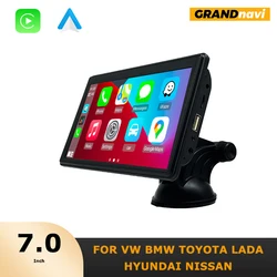 GRNADnavi Radio portátil inalámbrica para coche, reproductor Multimedia con navegación Bluetooth, Carplay, Android, 2Din, 1DIN