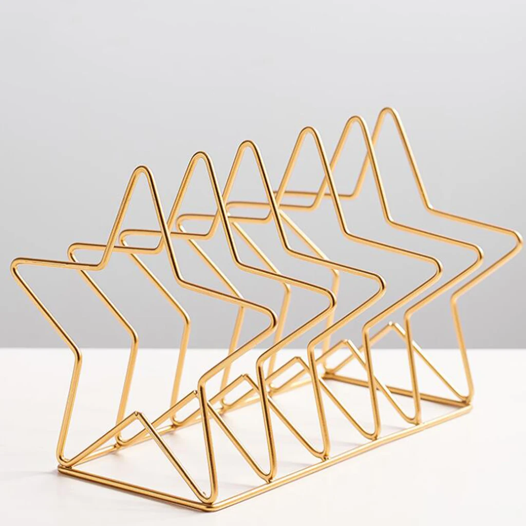 Metal Craft Five-Pointed Star Shape Desktop File Rack File Sorter Organizer for Magazines Newspapers Documents Mails Storing