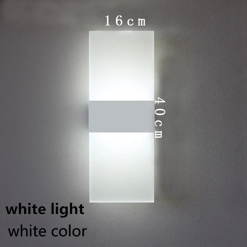 40X16cmwhite light Светодиодный настенный светильник Arandela Лофт светильник Abajur аппликация Мураль Wandlamp ванная комната черный белый светильник акриловые настенные светильники - Цвет абажура: 40X16cmwhite light