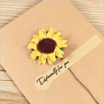 

free shipping 50pcs/pack Dried Flowers Greeting Card DIY Retro Kraft white black Paper Hand -Dried Greeting Cards