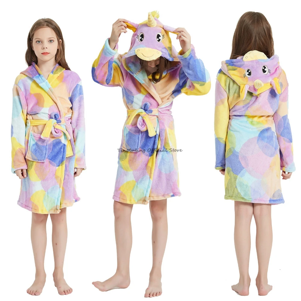 Boys Girls Unicorn Bathrobe Children Hooded Robes Kids Animal Towel Robe Baby Sleepwear Peignoir Child dressing gown