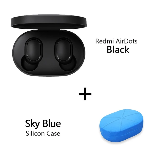 add Sky Blue case Xiaomi Redmi Airdots TWS True беспроводной bluetooth 5,0 наушники hongmi Airdots профессиональная гарнитура DSP Mic водонепроницаемый - Цвет: add Sky Blue case