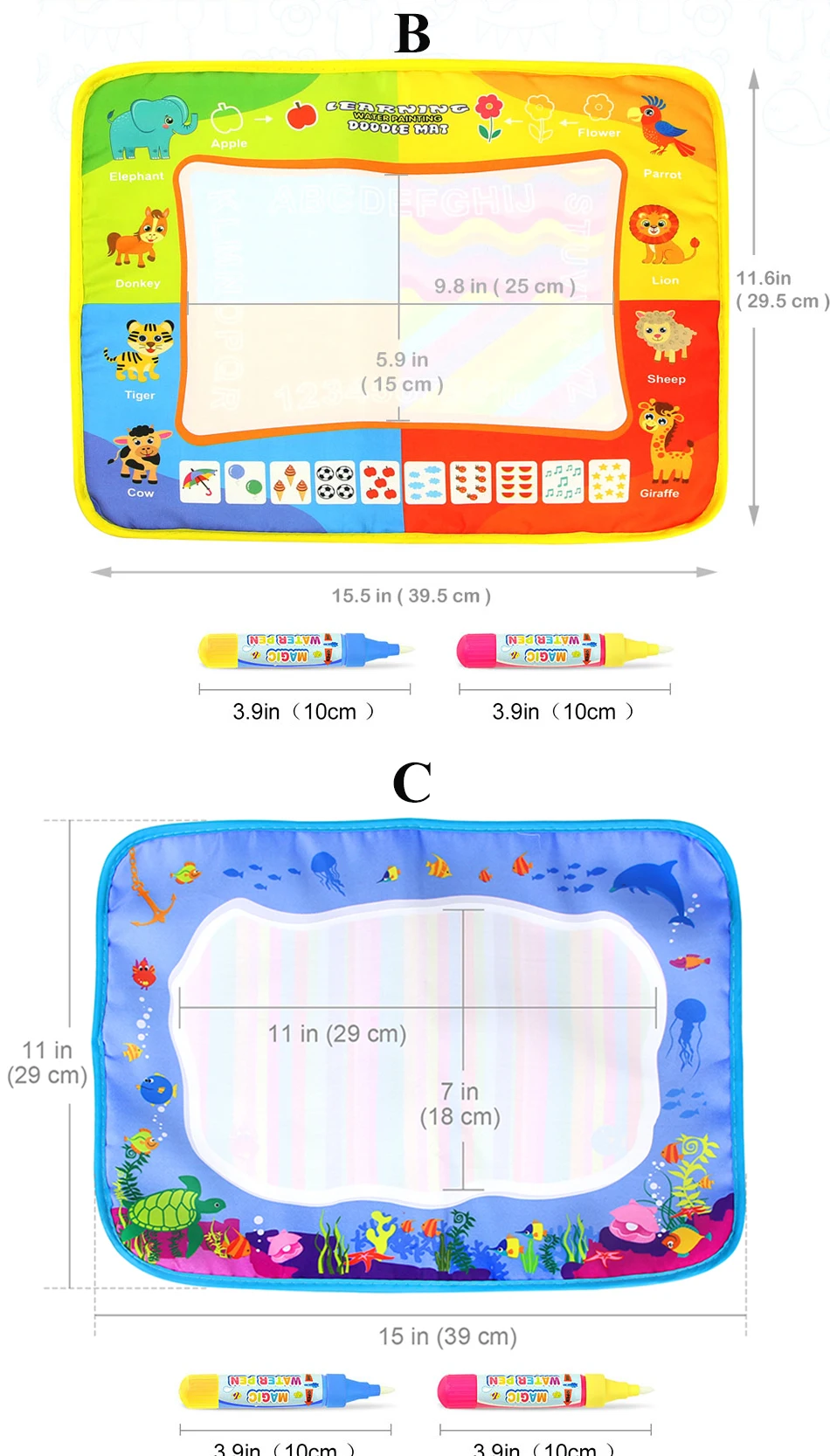 Волшебная Водная раскраска доска для рисования каракули коврик и 2 водные ручки Развивающие игрушки для детей подарок игрушки для рисования