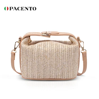 

Pacento Straw Bucket Bag for women 2020 Summer Woven Shoulder Bags Shopping Purse Beach Handbag Straw Handbags Travel Bag bolsos
