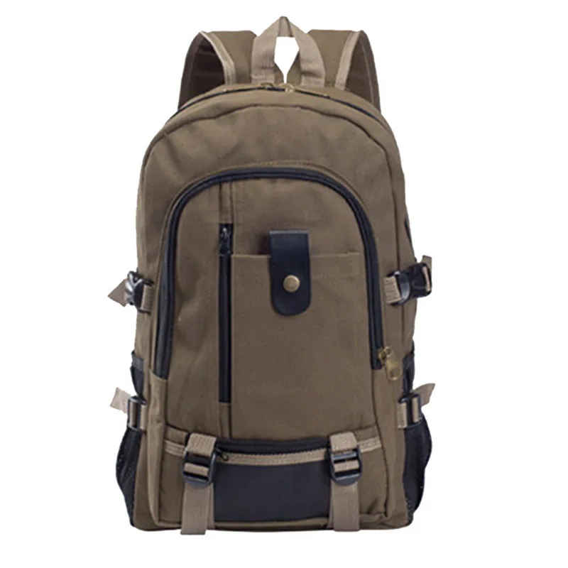 Мужской рюкзак для отдыха, рюкзак на молнии, повседневный модный мужской рюкзак для путешествий, холщовый рюкзак для ноутбука - Цвет: Brown(style1)