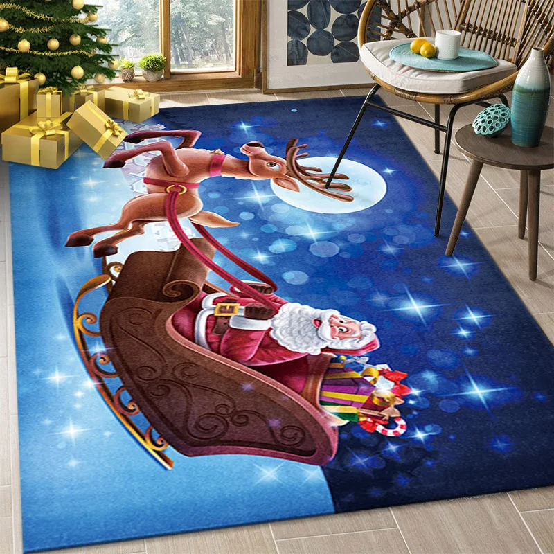 Christmas Ambience Floor Mat, Colorful Pattern Piecing Rug, Non