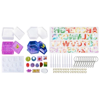 

2 Set Silicone Resin Molds, Jewelry Pendant Casting Molds UV Resin Letter & Number
